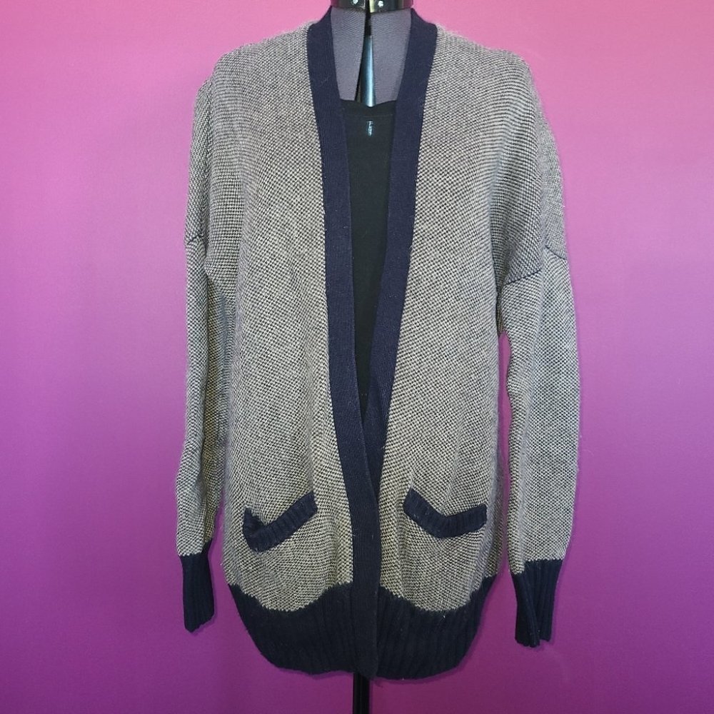 Aritzia Talula Belmont Angora & Cashmere Blend Navy & Taupe Cardigan Medium